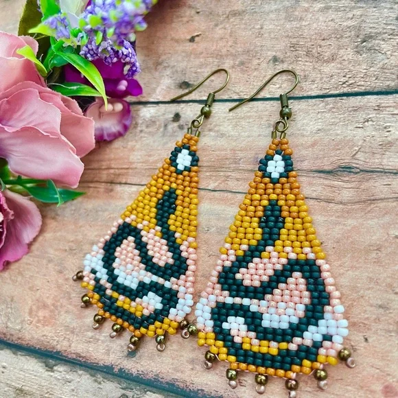Handcrafted Beaded Earrings - Picture 3 of 5